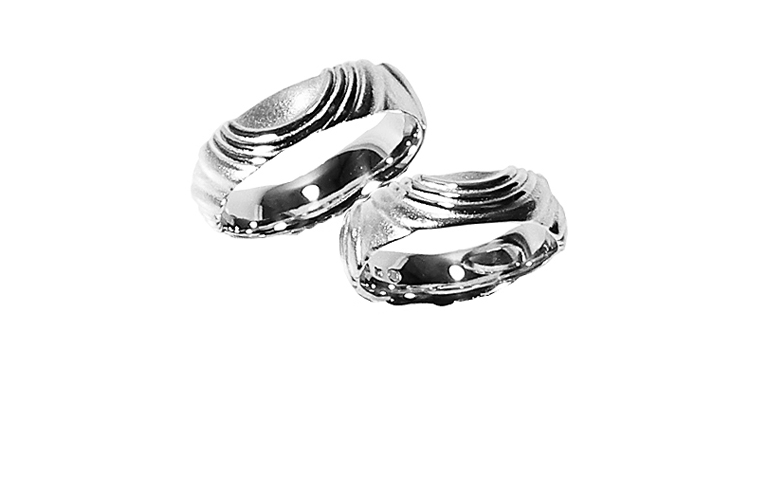 45157+45158-wedding rings, white gold 750